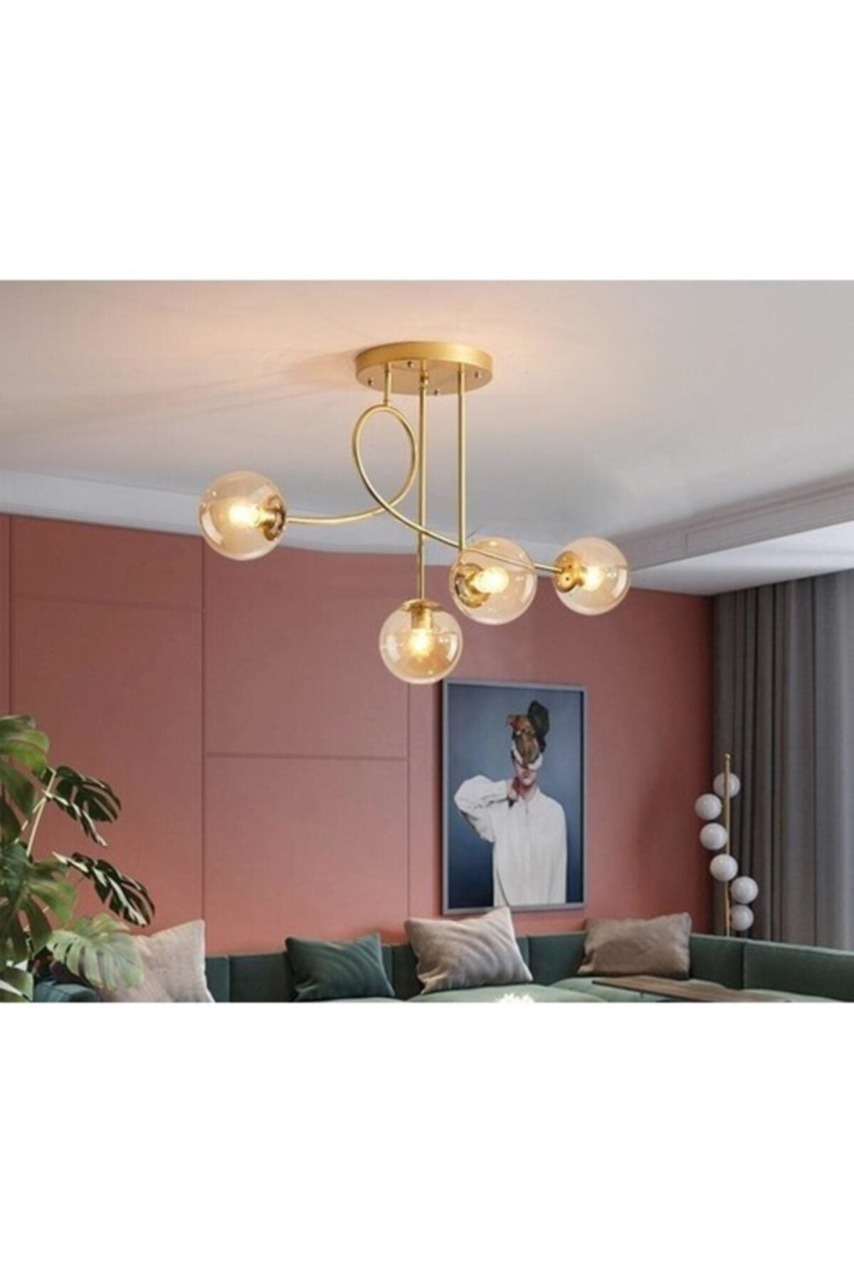 Pare Modell Modern Sports Gold 4-Glop Honigglas Kronleuchter