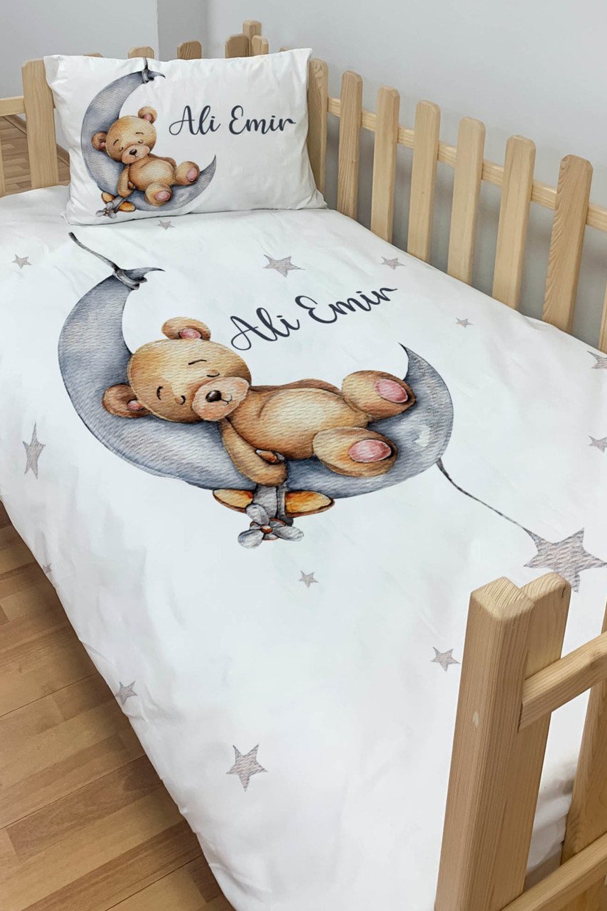 Custom Montessori Micro Satin Duvet Cover Set Moon In The Moon