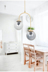 Janin Modern Pendant Lamp Antique Color Body Smoked Glass Living Room - Kitchen - Bedroom 2 Piece Chandelier