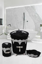 Luxury Black Velvet Bathroom Set Guipure Dirty Laundry Basket Set of 3 - Swordslife
