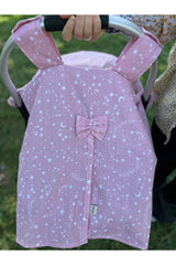 Run Baby Muslin Fabric Push-Up Stroller Cover (PINK YILDIZ) 75x100cm