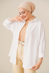103901 Oversize Basic Hijab Shirt - White - Swordslife