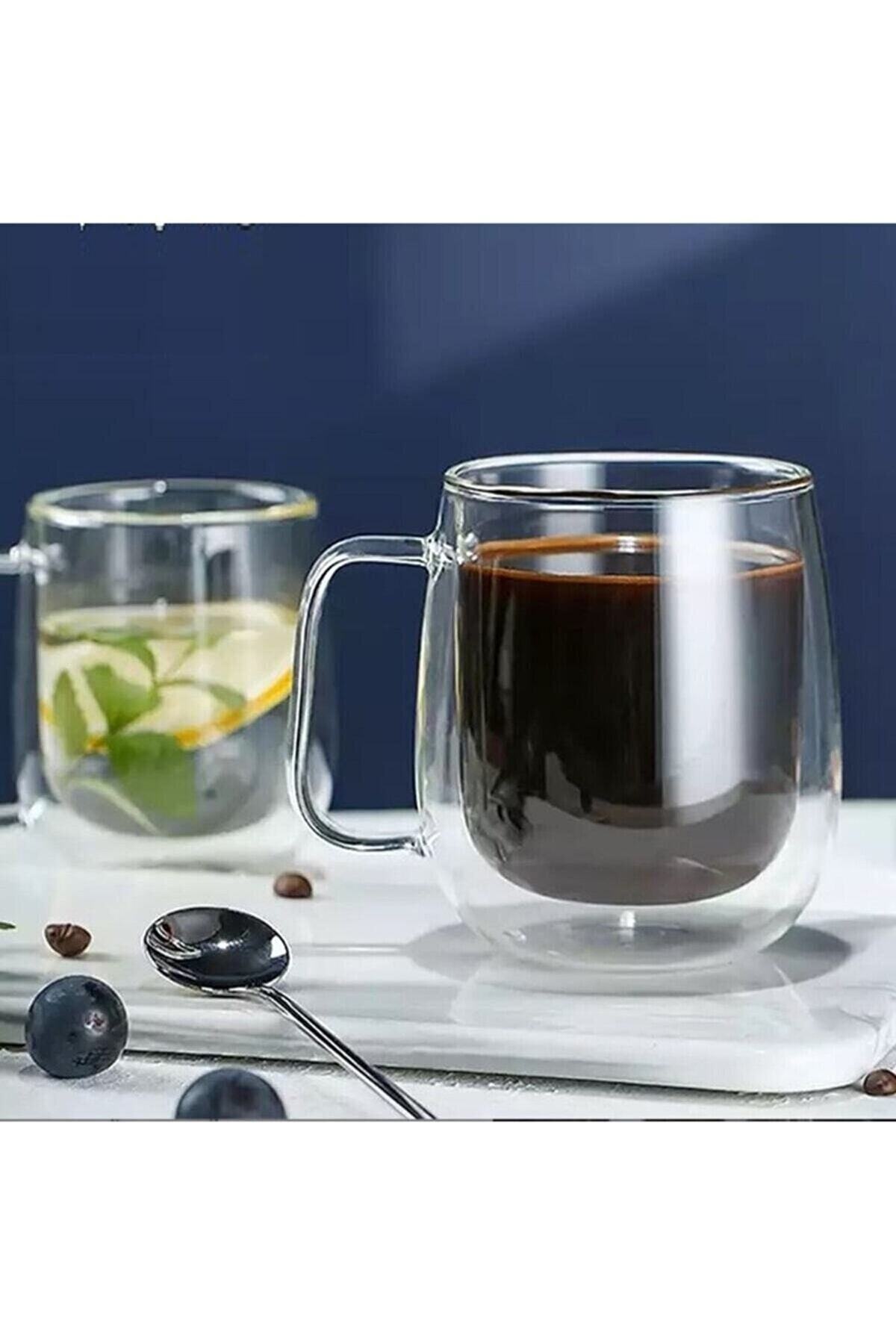 Doppelglas Doppelwandiger Glasbecher 300 ml Home-Office-Tasse Doppelschichtiger wärmeisolierter Glasbecher mit Griff