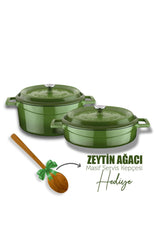 Cast Iron Round Deep And Shallow 5 Piece Cookware Set Green