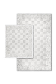 Polka Dot Natural Cotton 2 Piece Bathroom Rug Set 60x100 50x60 Cm Ecru - Swordslife