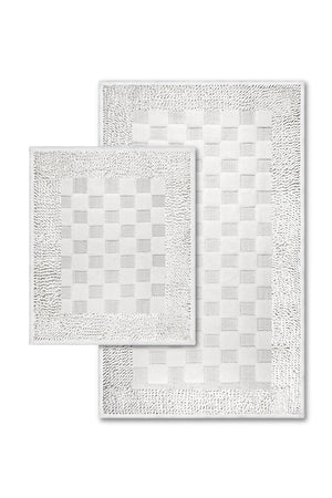 Polka Dot Natural Cotton 2 Piece Bathroom Rug Set 60x100 50x60 Cm Ecru - Swordslife