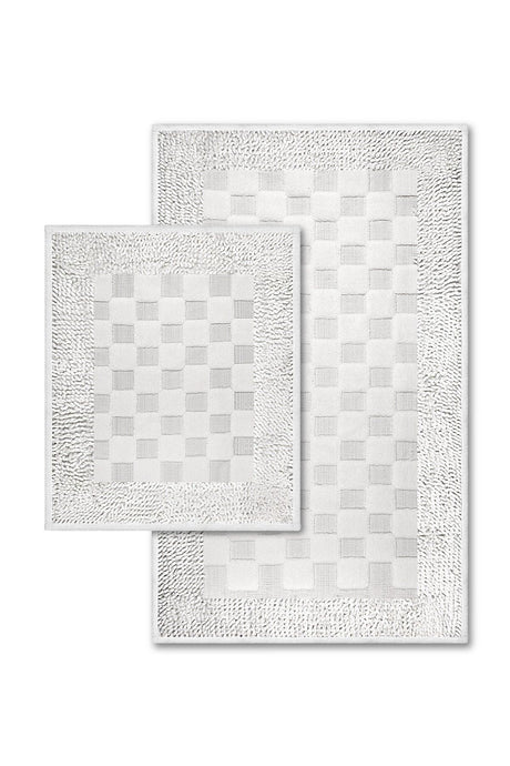 Polka Dot Natural Cotton 2 Piece Bathroom Rug Set 60x100 50x60 Cm Ecru - Swordslife