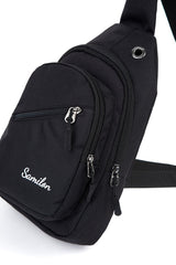 Unisex Black 4 Eyes Adjustable Strap Cross Waist Shoulder And Chest Bag