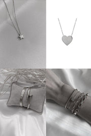 Silver Color Combine Heart Necklace Star Necklace Kartier Nail Bracelet And Cube Combine Bracelet - 2277 - Swordslife