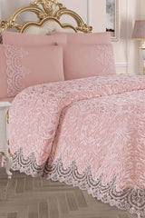 Powder French Guipure Blanket Bedspread Dowry Blanket Set - Swordslife