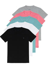 Standard Pattern Basic Crew Neck 5-Piece T-shirt Pack