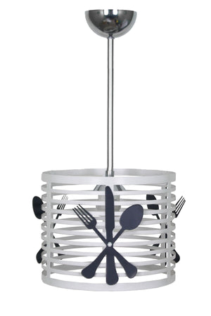 White Case Black Cutlery Loop Kitchen Single Chandelier