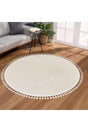 Dinarsu Fringed Single Round Post Plush Bath Mat Gel Non-Slip Base White 100 Cm - Swordslife