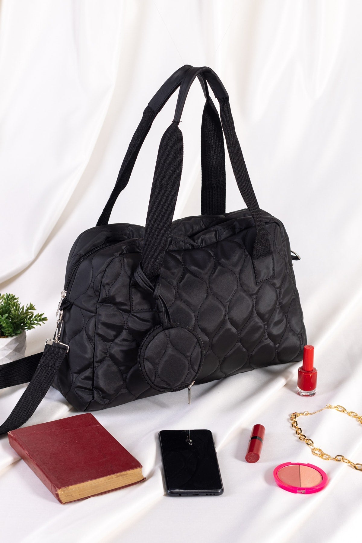 Original Women's Large Volume Comfort Model Zippered Quilted Wallet Tote Shopper Sleeve Bag