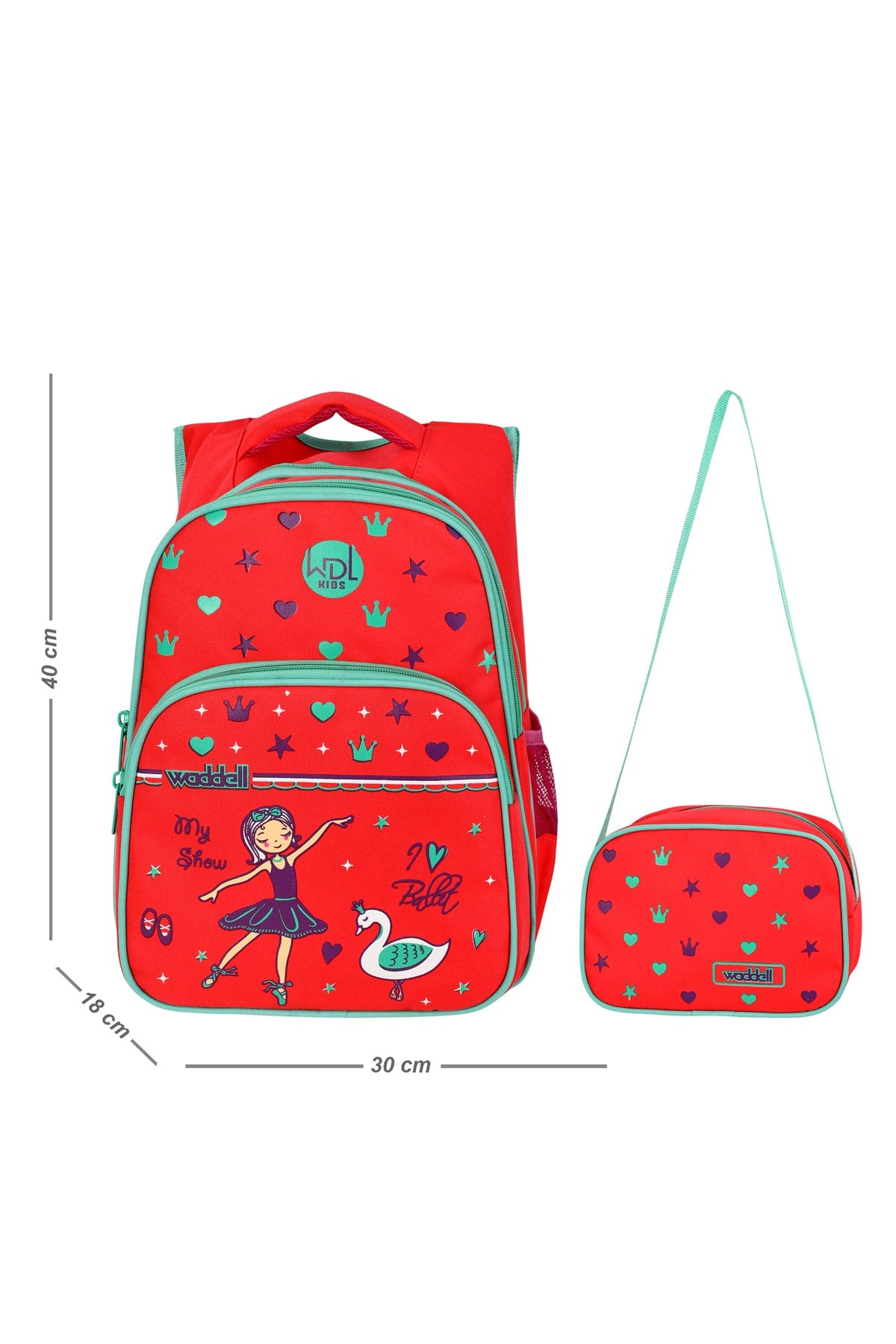 Licensed Coral Ballerina Pattern Primary School Backpack And Lunch Box