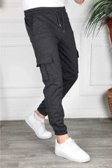 Smoked Color Cargo Pocket Slim Fit Jogger Bottom Tracksuit