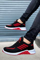 Black Red Striped Men's Sneakers