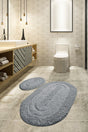 Macoroni Gray 2 Pcs Set Cotton Bath Rug - Swordslife