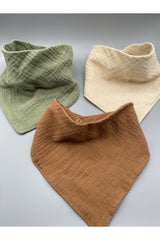 3-pack of 100% organic cotton 4-layer muslin apron, scarf, collar
