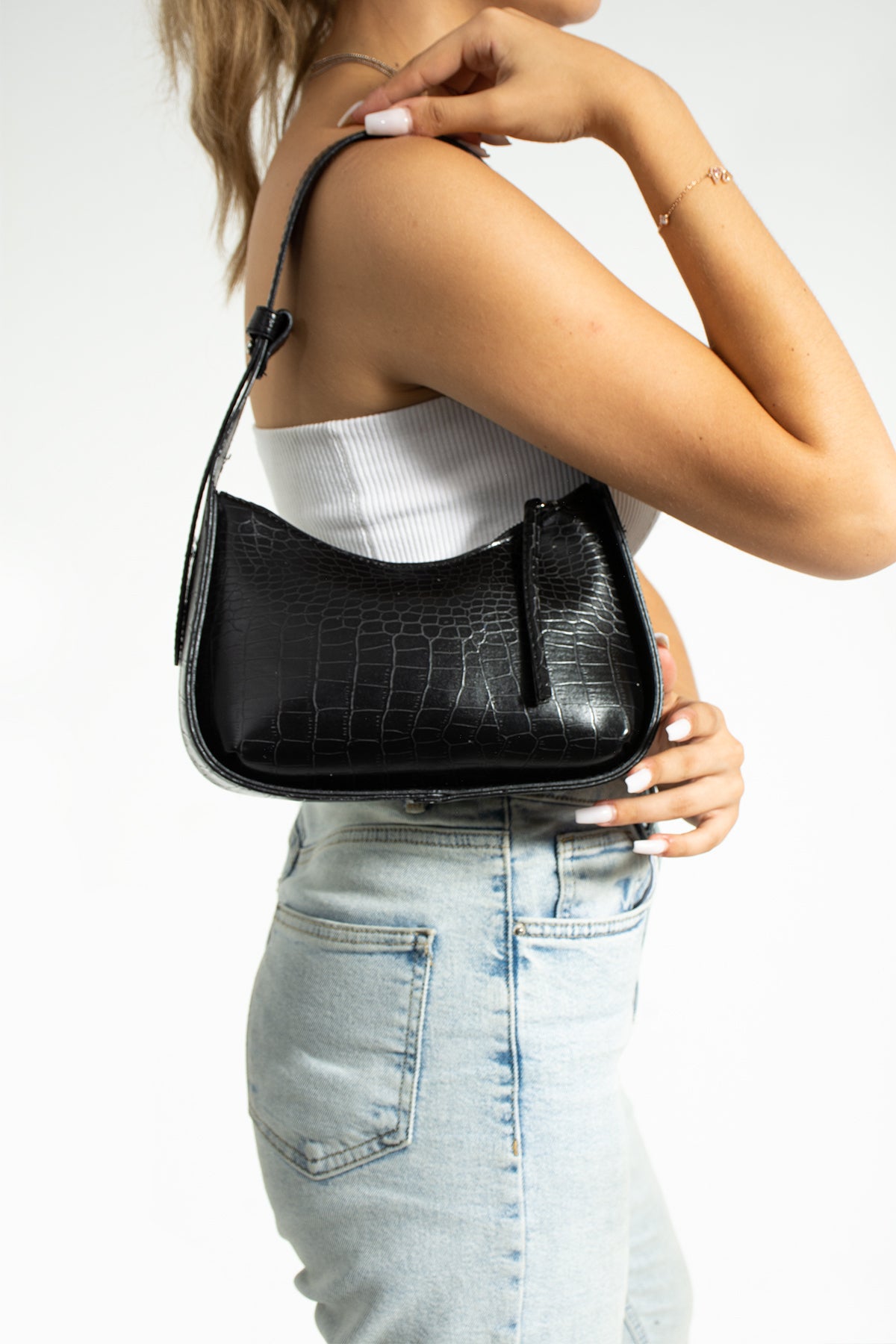 Women'S Crocodile Baguette Bag