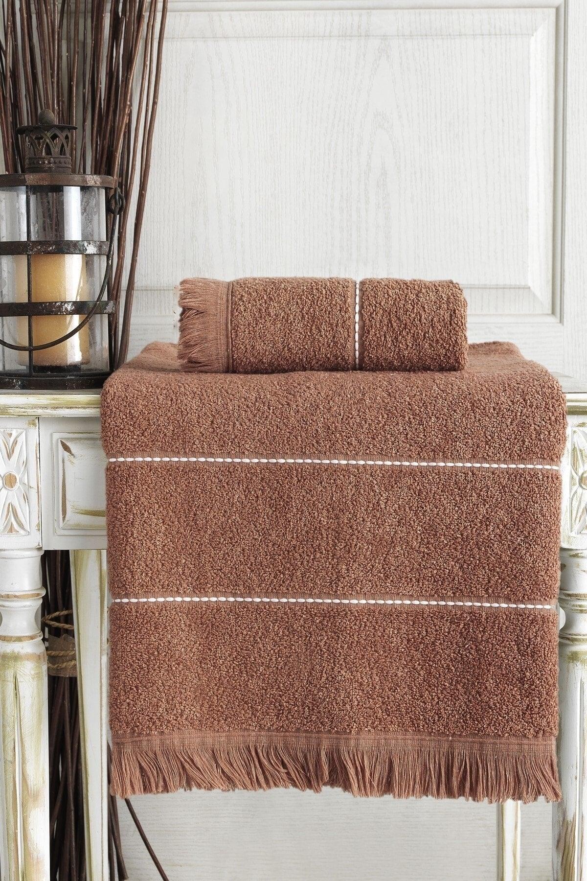 Pandora Tile Jacquard Fringed Bathroom Towel Set of 2 - Swordslife