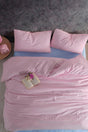 Cotton Double Duvet Cover Set with Elastic Linen | Blue Powder | - Swordslife