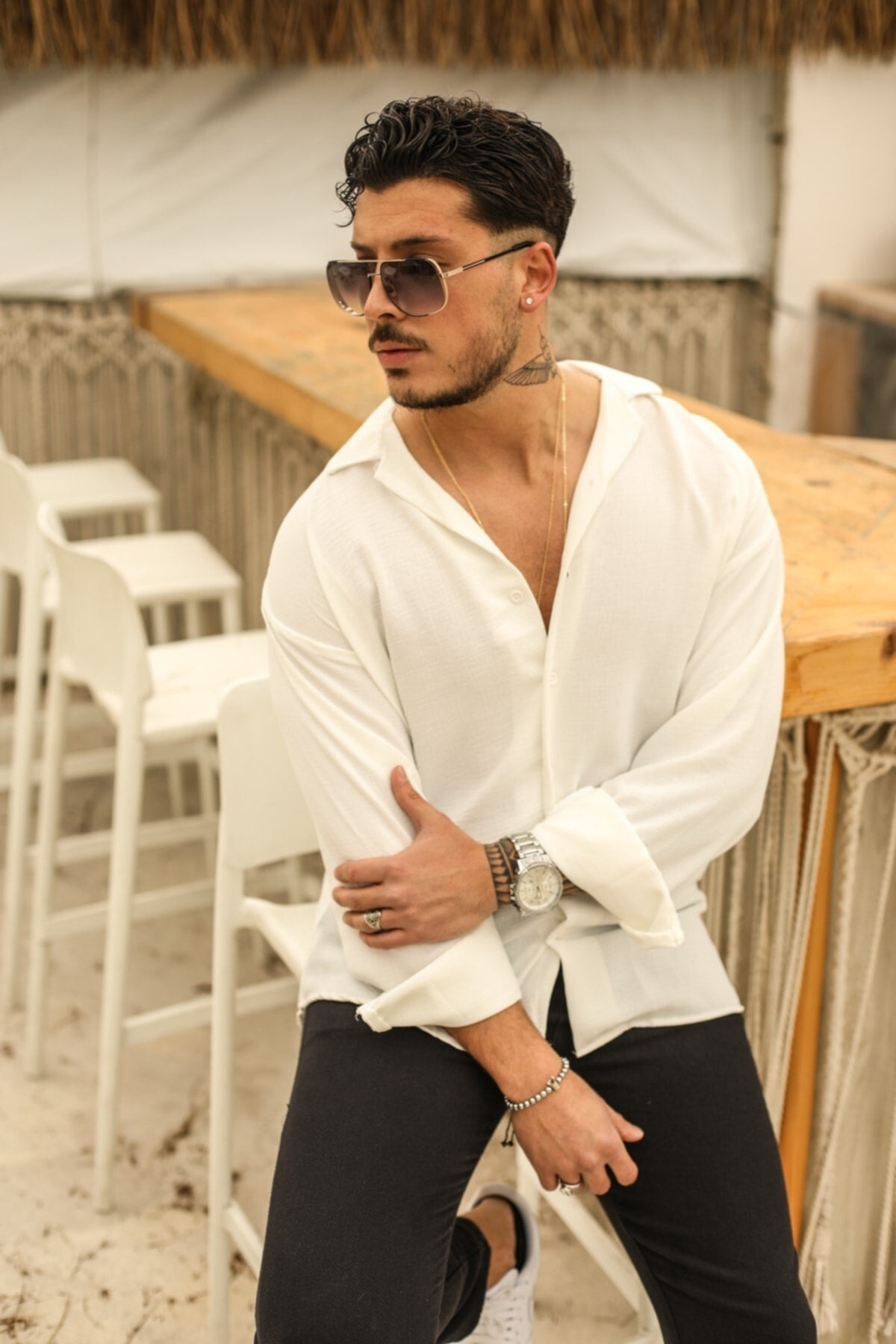 Textured Oversize Shirt White 70171013