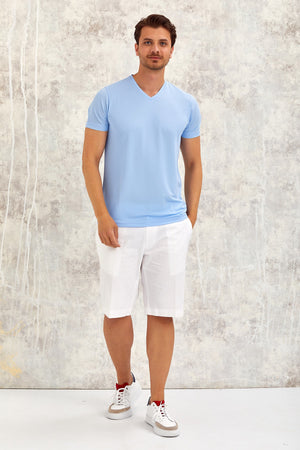 Gimaldo Men'S V-Neck T-Shirt - Blue