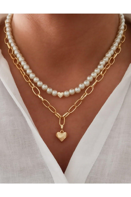 Pearl Heart Necklace 2 Combination Set - Swordslife