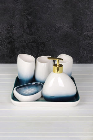 Porcelain Bathroom Set With Stand Wc Liquid Soap Dispenser Sink Set of 6 - Swordslife