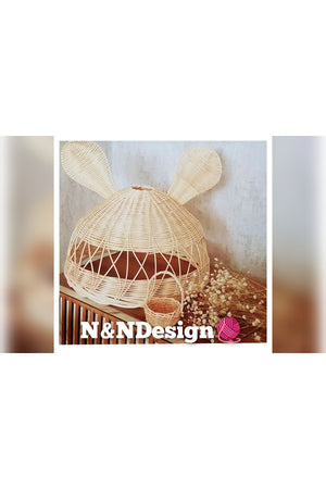 Children'S Room Eared Chandelier Rattan Bamboo Wicker Chandelier