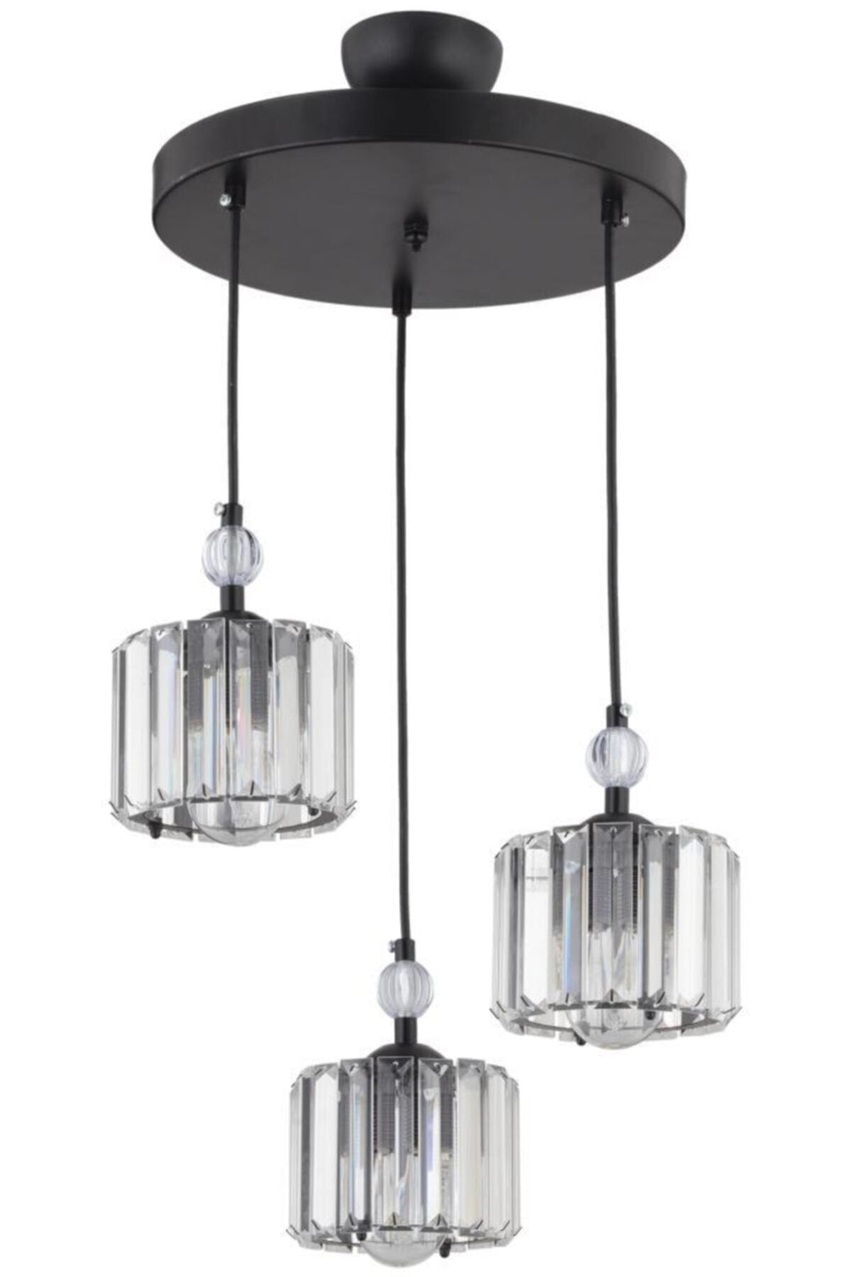 Maya 3-Piece Black Y-10 Crystal Stone Chandelier