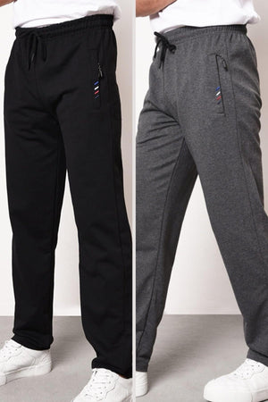Herren-Jogginghose mit Reißverschlusstasche, Stickerei-Detail, geradem Bein, bequemer Schnitt, 2er-Pack
