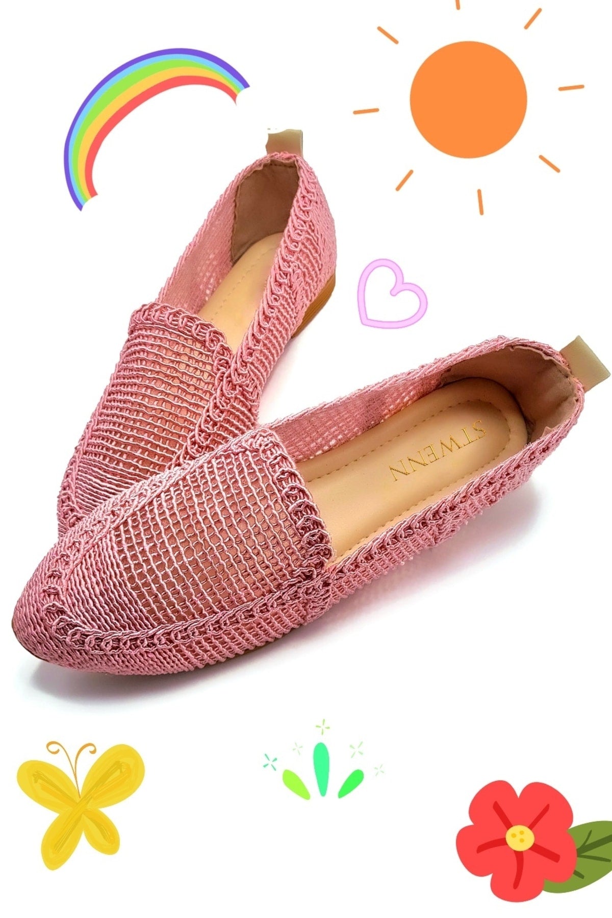 Women'S Knitted Flat Shoes Women'S Shoes Casual Shoes Powder