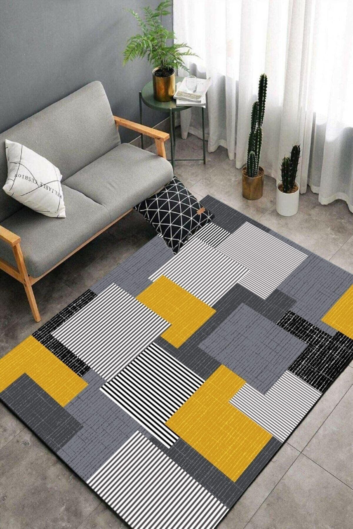 Geometric Pattern Digital Print Washable Non-Slip Floor Living Room Carpet Kitchen Rug And Runner - Swordslife