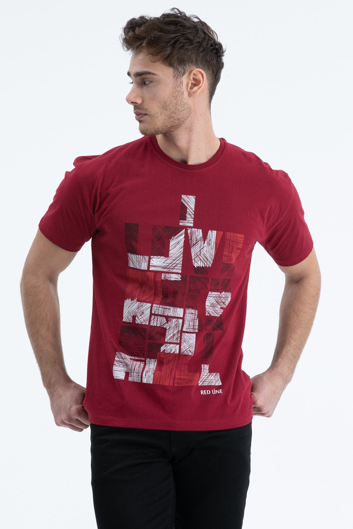 Men'S T-Shirt Regular Fit S-4095 Claret Red