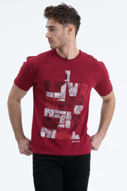 Men'S T-Shirt Regular Fit S-4095 Claret Red