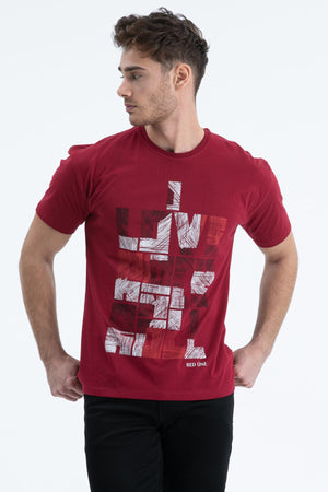 Men'S T-Shirt Regular Fit S-4095 Claret Red
