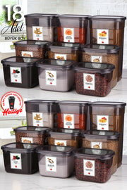 Moly Rechteckige Frischhaltedosen, 18er-Set mit Etikett, X6 (1300 ml, 2000 ml, 3200 ml), groß, Hartdeckel