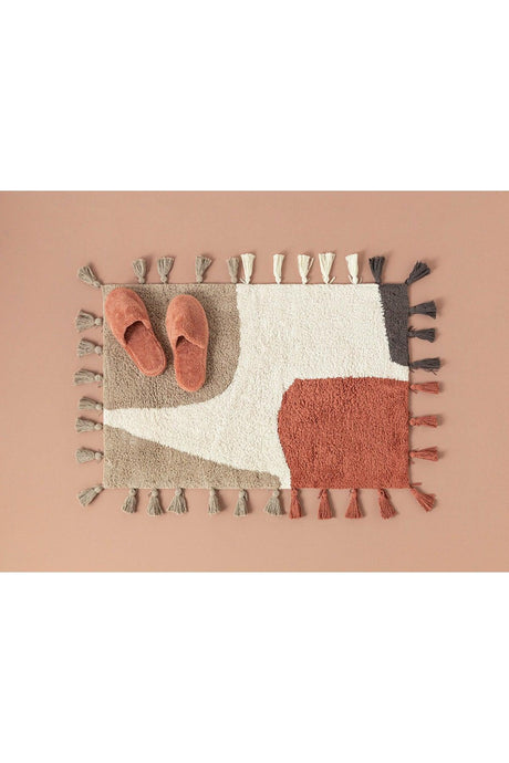 Square Cotton Bath Mat 60x90 Cm Beige-tile - Swordslife