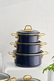 Piraye Enameled 6 Piece Cookware Set Navy Blue