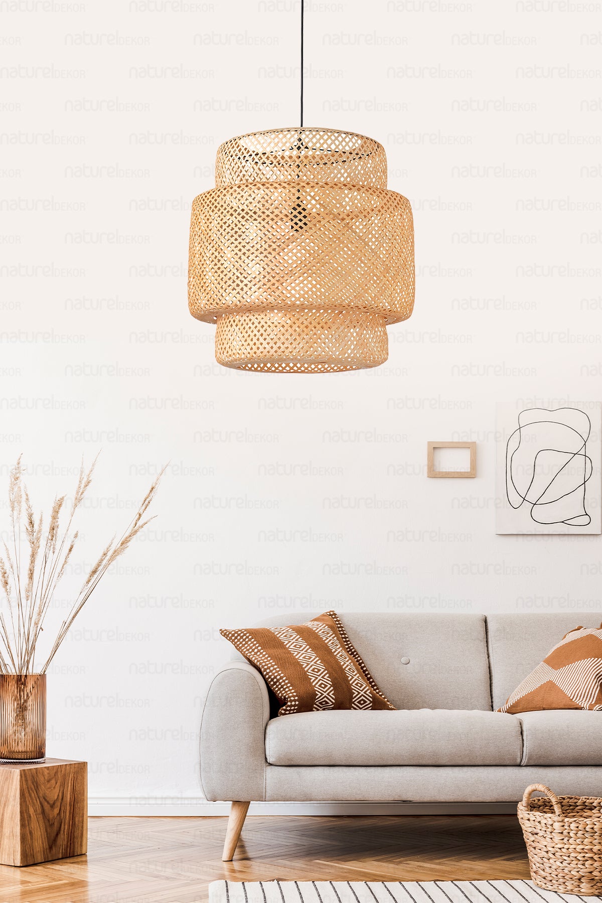 Sinnerlig Bamboo Chandelier 50Cm- Scandinavian, Modern, Bohemian, Rattan Chandelier, Lighting