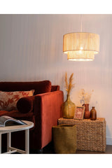 Two Tiers Macrame Bohemian Rustic Modern Scandinavian Style Chandelier Lighting Lamp