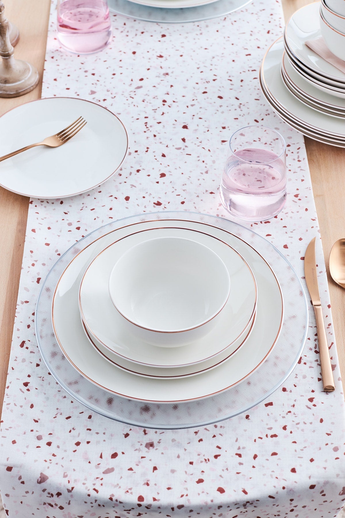 Leon Rose Gold 24 Pieces 6 Person Porcelain Dinnerware