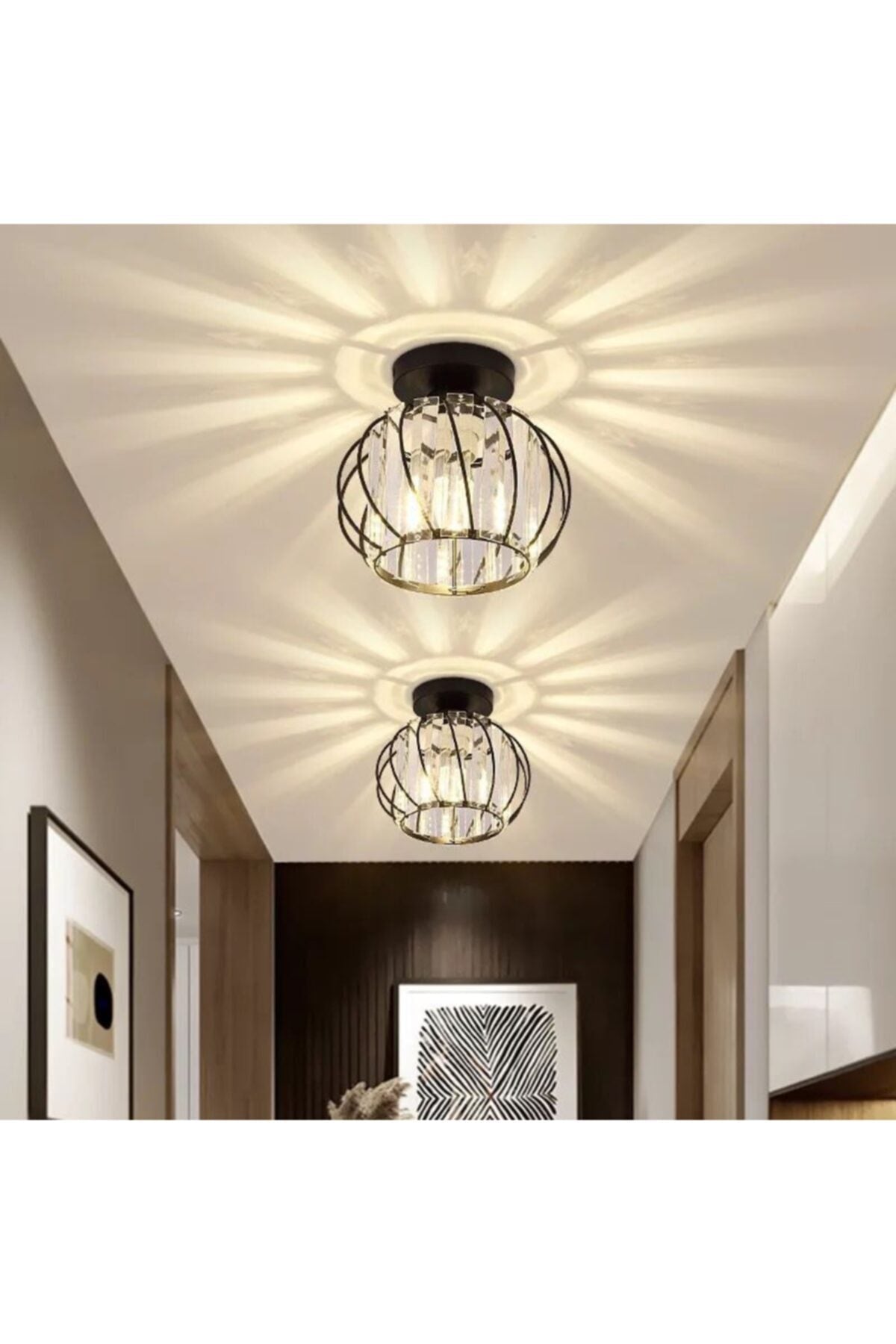 Luxury Plafonier Black Crystal Stone Chandelier