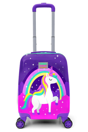 Kids Purple Water Green Unicorn Patterned Luggage 16729