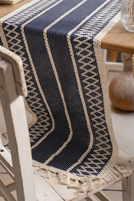 Cotton Lace Navy Blue 35x145 Cm Runner Table Cloth - Swordslife