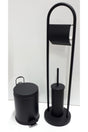 Toilet Paper & Toilet Brush Stand & 3 Liter Pedal Trash Black - Swordslife