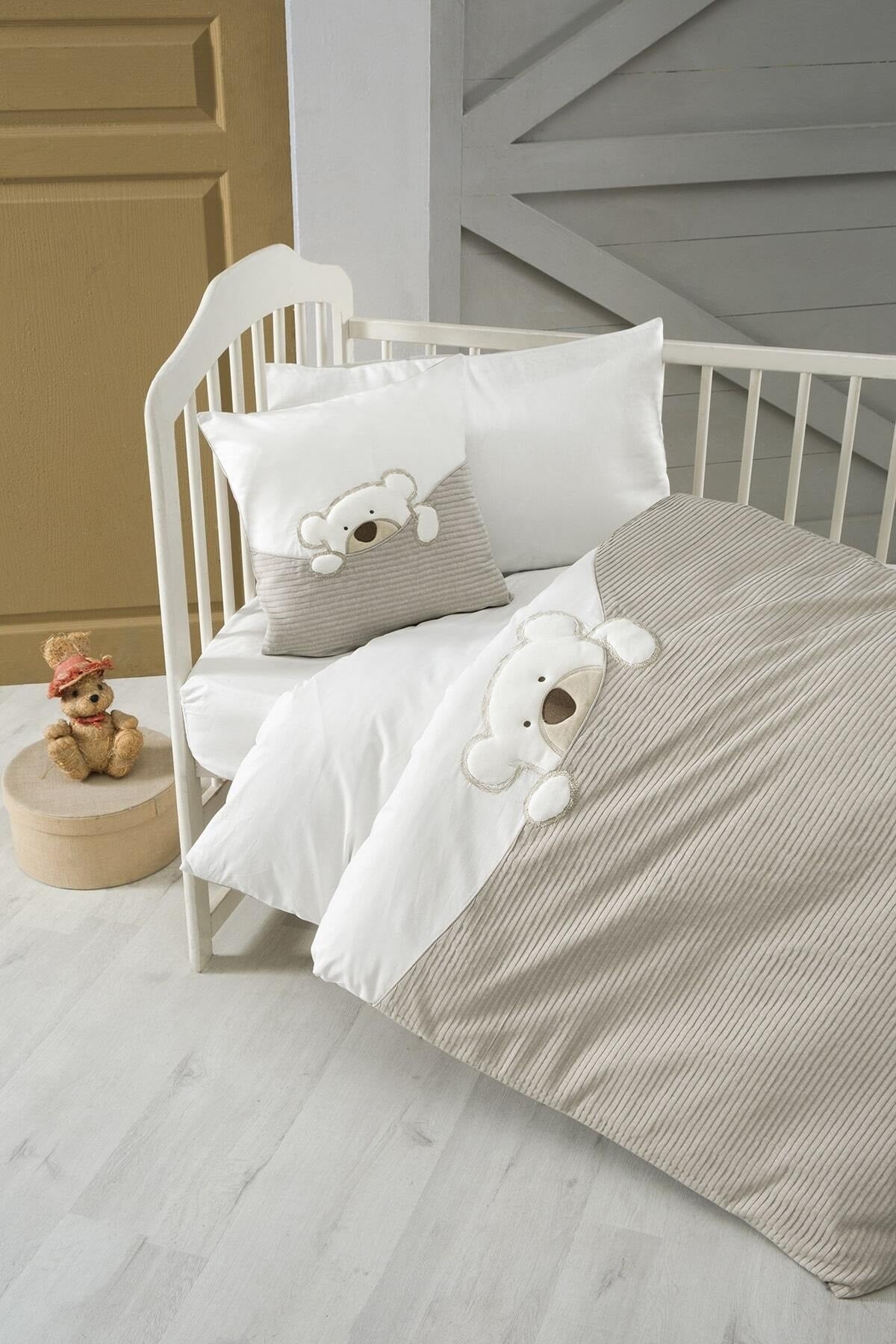 Teddy Baby Duvet Cover Set With Linen 100*150