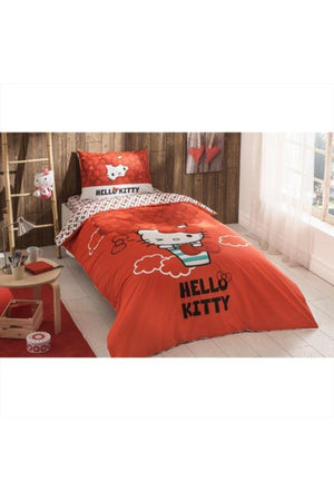 Orange Single Hello Kitty Bow Duvet Cover Set
